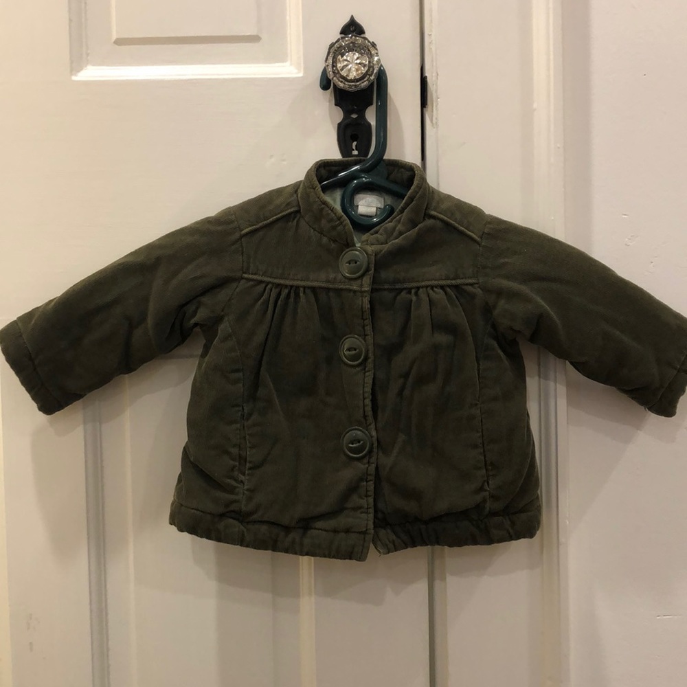 Obaïbi French Navy Green corduroy puffy jacket